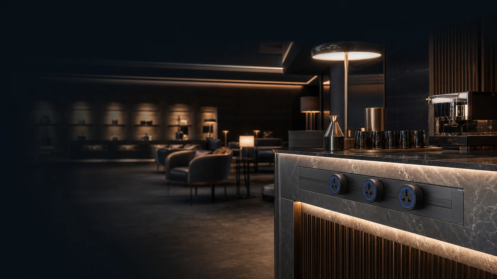 Power integration in a hospitality interior