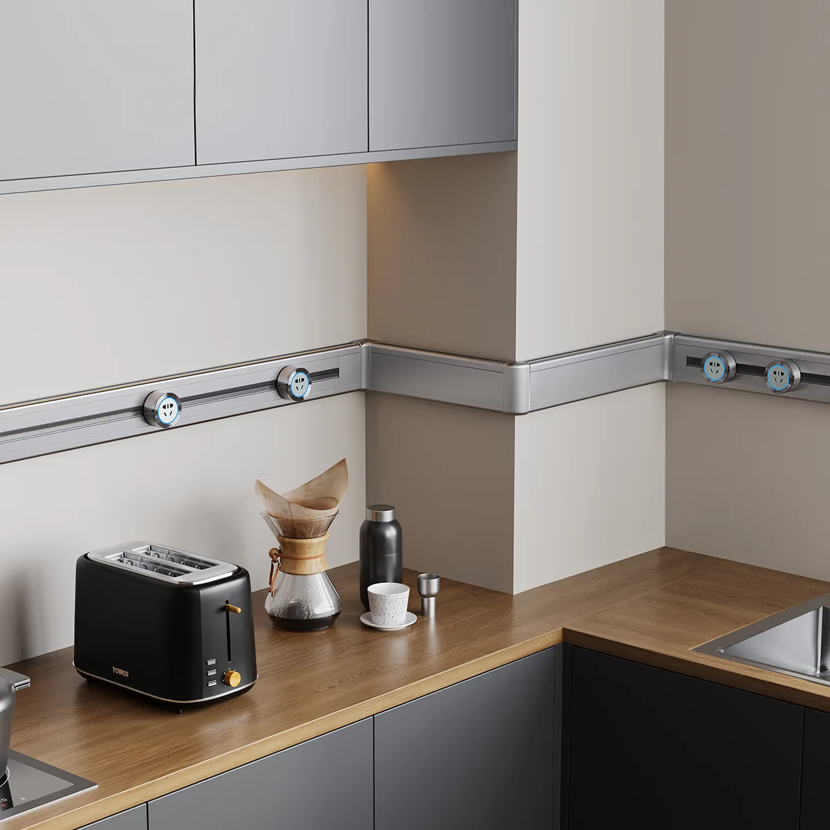 What is a wall-mounted power rail?