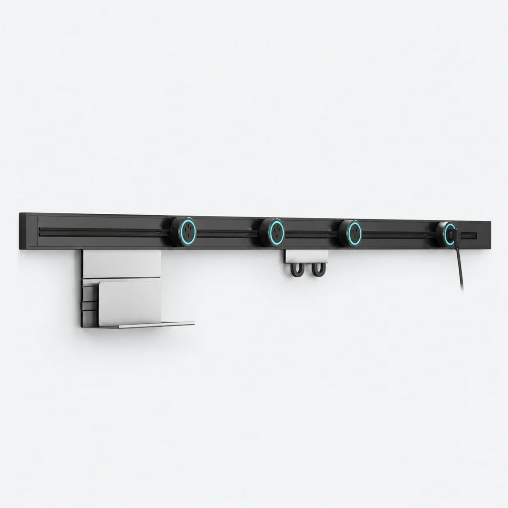 Surface Power Track with Integrated Pendant Storage